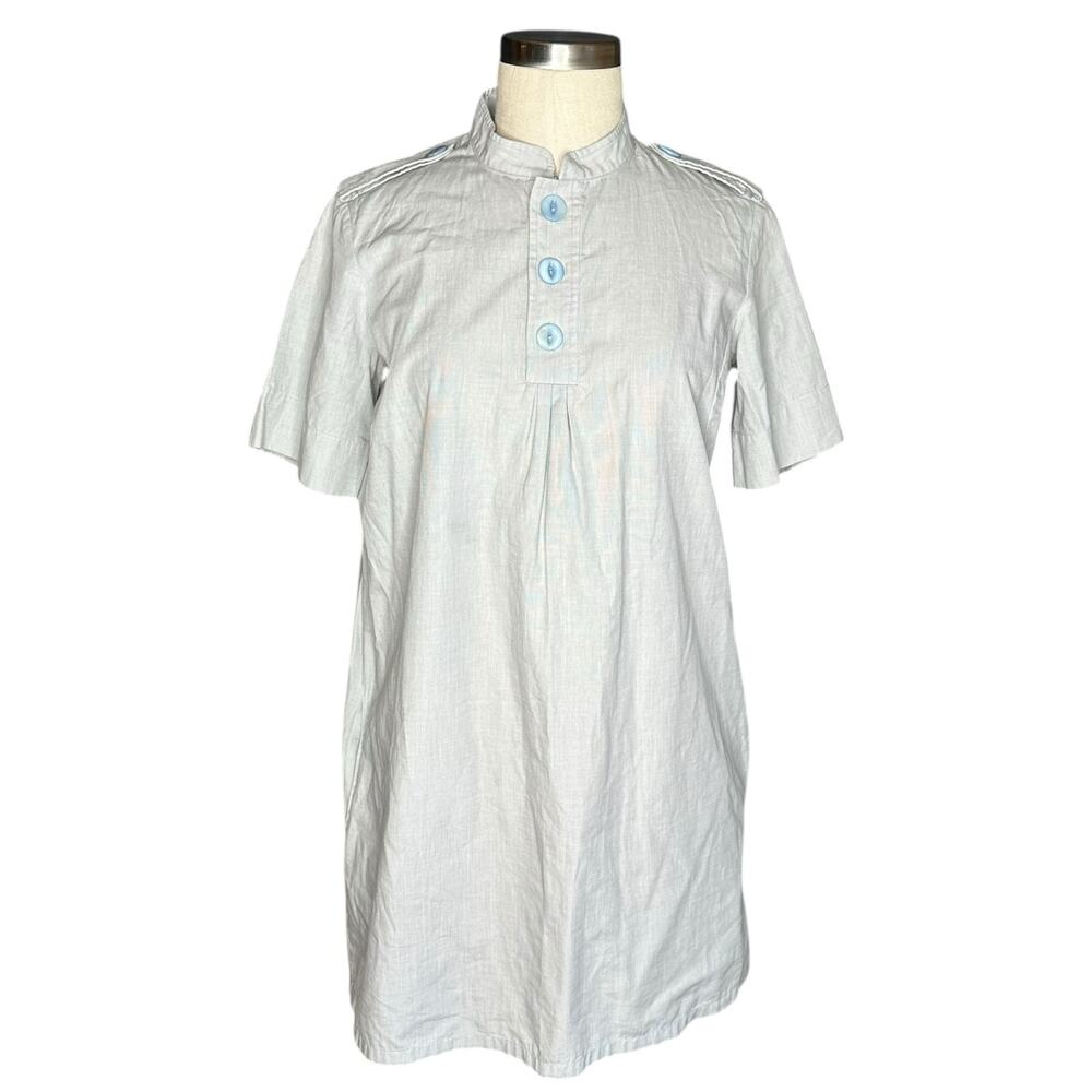 APC A.P.C. Y2k Gray Blue Tunic Shirt Mini Dress Women's Size Medium Retro Mod